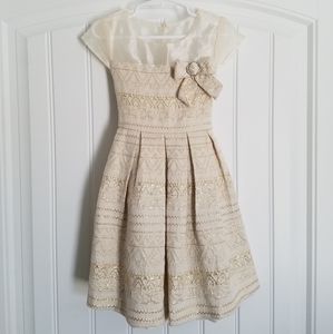 Bonnie Jean Gold and Cream Brocade Party Dress